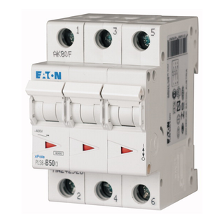 [PLS6-C50/3N-MW] Eaton Disjoncteur modulaire 3PN C 50A 6KA