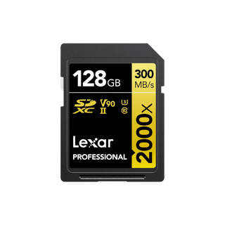 LEXAR CARTE SD SD2000X 128GB Professional 2000x SDHC™ UHS-II cards,up to 300MB/s read 260MB/s wr 12M