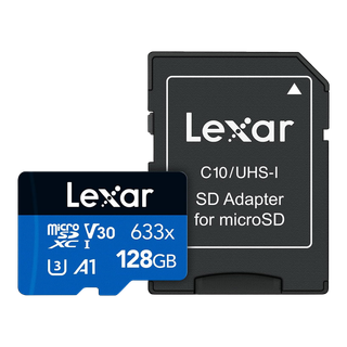 LEXAR CARTE SD MS633X 128GB High-Performance 633x microSDXC™ UHS-I with SD adapter,up to 100M 12M
