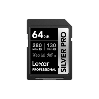 LEXAR CARTE SD SD Silver Pro 64GB Professional SILVER PRO SDXC™ UHS-II Card,up to 280MB/s read,12M