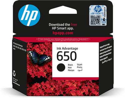 [CZ101AE#BHL] HP 650 Black Original Ink Advantage Cartridge ink cartridge 1 pc(s)