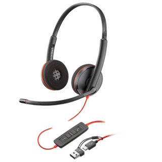 [8X228AA] HP HPPoly Blackwire 3220 Stereo USB-C Headset +USB-C/A Adapter