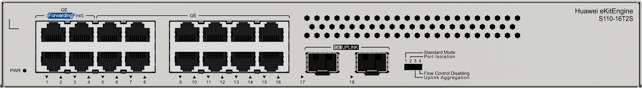 [98012200] Huawei S110-16T2S (16*10/100/1000BASE-T ports, 2*GE SFP ports, built-in AC power, fanless)