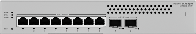 [98012455] Huawei S220S-8T2X (8*10/100/1000BASE-T ports, 2*10GE SFP+ ports, built-in AC power, Fanless)