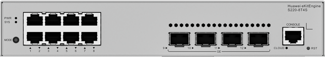 [98012551] Huawei S220-8T4S(8*10/100/1000BASE-T ports, 4*GE SFP ports, built-in AC power)